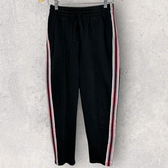 Aritzia TNA Iconic Fleece Sweatpants Side Stripe Size Small Retro Joggers Black - Picture 3 of 14